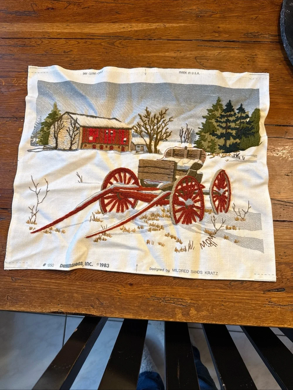 Dimensions Completed‎ Crewel Embroidery “Abandoned Buggy” By Mildred Sands Kratz